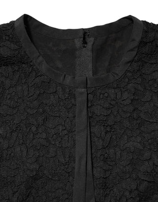Dolce & Gabbana Black Nylon Lace Long Sleeve Blouse Top