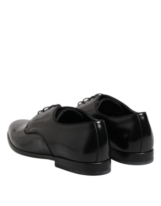 Dolce & Gabbana Black Leather Lace Up Derby Men Dress Shoes