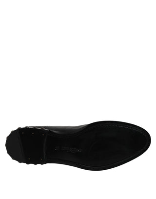 Dolce & Gabbana Black Leather Logo Ankle Boots Studded Shoes