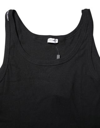 Dolce & Gabbana Black Cotton Sleeveless Underwear Tank T-shirt