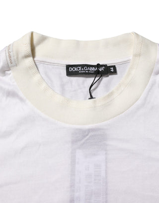 Dolce & Gabbana White Silk Crew Neck Long Sleeves T-shirt