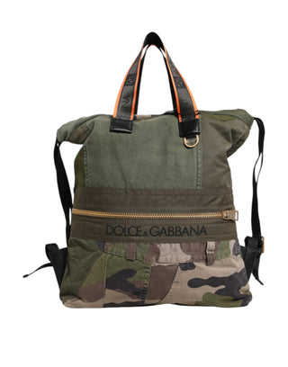 Dolce & Gabbana Military Green Patchwork Rucksack Backpack Bag