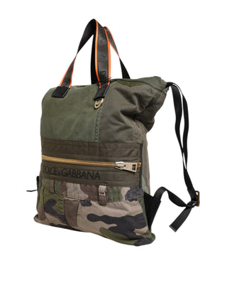 Dolce & Gabbana Military Green Patchwork Rucksack Backpack Bag