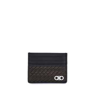 Ferragamo Woven Gancini Card Holder