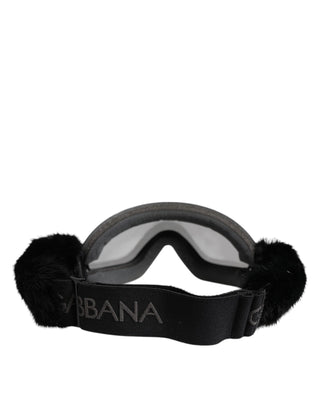 Dolce & Gabbana Black Bi0759 Lace Mirrored Ski Goggles Mask Sunglasses