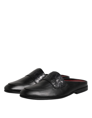 Dolce & Gabbana Black Calfskin Leather Slip On Loafers Shoes