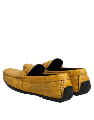 Dolce & Gabbana Yellow Exotic Leather Loafers Slip On Shoes