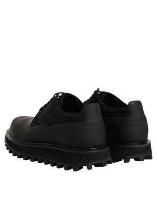 Dolce & Gabbana Black Leather Lace Up Trekking Dress Shoes