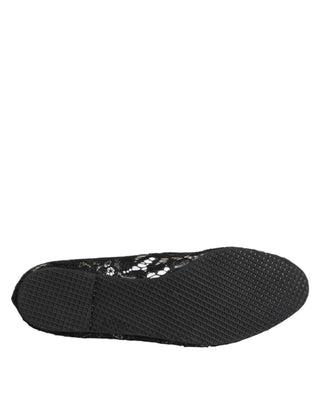 Dolce & Gabbana Black Taormina Lace Slip On Flats Shoes