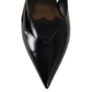 Prada Brushed Leather Cut-Out Ballerina Flats