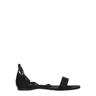 Max Mara Black Satin Flat Sandals