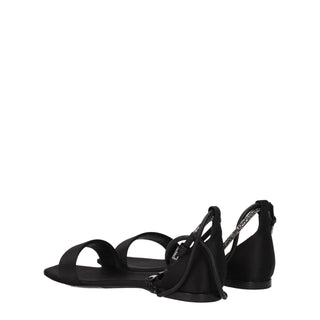 Max Mara Black Satin Flat Sandals