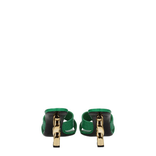 Dolce & Gabbana Green Leather Flat Sandals