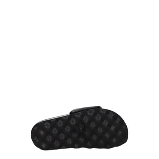 Off-White Black Leather Slippers Sandals