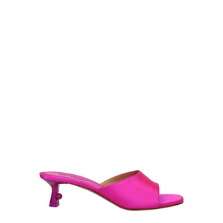 Off-White Pink Satin Stiletto Heels Sandals