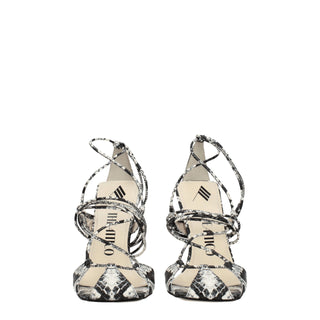 The Attico White Leather Stiletto Heels Sandals
