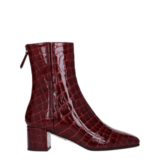 Aquazzura Red Leather Ankle Boots