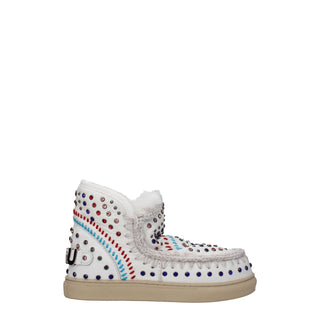 Mou White Leather Ankle Boots