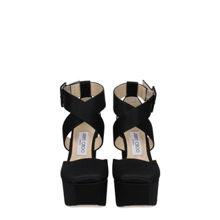 Jimmy Choo Black Satin Platforms