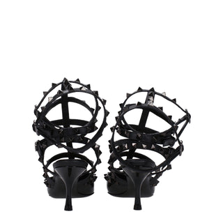 Valentino Garavani Black Leather Stiletto Heels Sandals