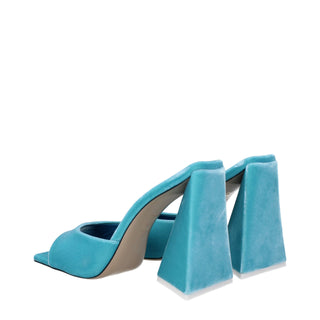 The Attico Light Blue Velvet Platforms