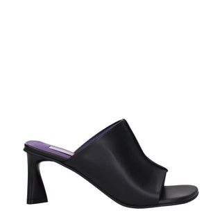 Stella McCartney Black Leather Stiletto Heels Sandals
