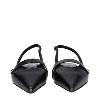 Max Mara Black Leather Ballet Flats