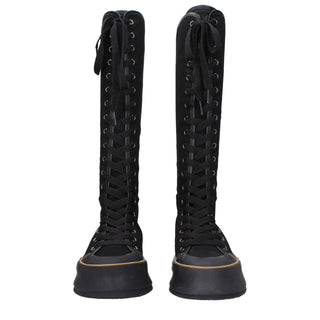 Max Mara Black Fabric Lace-Up Boots