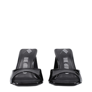 The Attico Black Leather Stiletto Heels Sandals