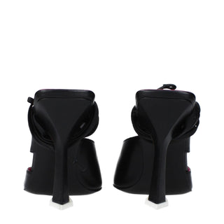 The Attico Black Leather Stiletto Heels Sandals