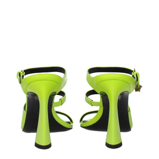 Versace Green Leather Stiletto Heels Sandals