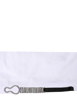 Dolce & Gabbana White Crystal Embellished Collared Shirt Top