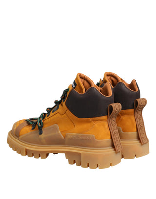Dolce & Gabbana Orange Lace Up Trekking Ankle Boots Shoes
