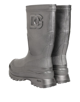 Dolce & Gabbana Metallic Silver Pull On Rain Boots Shoes