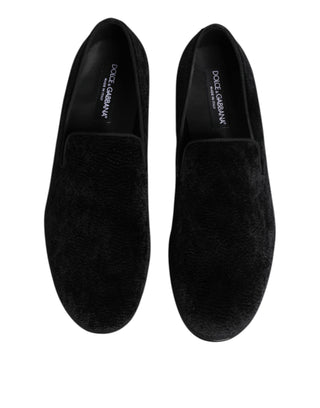 Dolce & Gabbana Black Jacquard Loafers Formal Men Dress Shoes