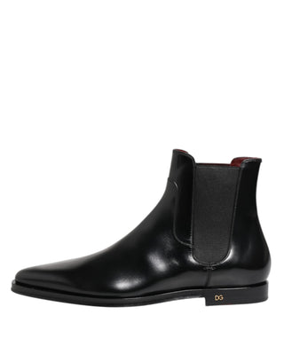 Dolce & Gabbana Black Leather MILLENIALS Mid Calf Boots Shoes