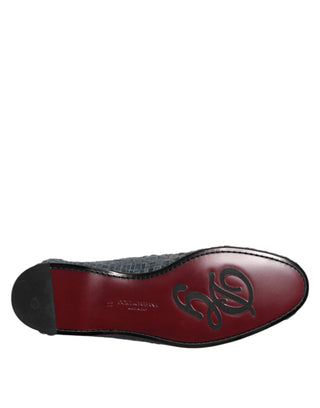 Dolce & Gabbana Blue Woven Raffia Slip On Loafers Shoes