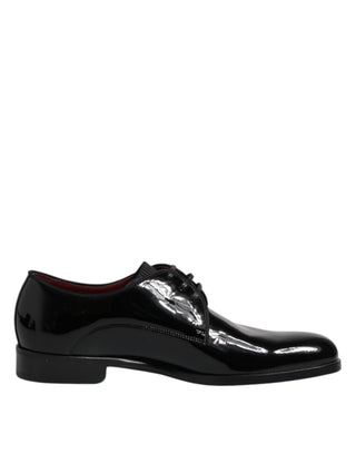 Dolce & Gabbana Black Leather Lace Up Men Derby Formal Shoes