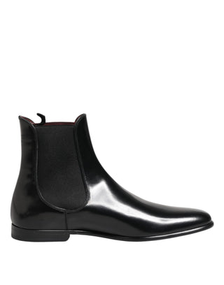 Dolce & Gabbana Black Chelsea Slip On Mid Calf Boots Shoes