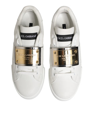 Dolce & Gabbana White Logo Plaque Low Top Men Sneakers Shoes