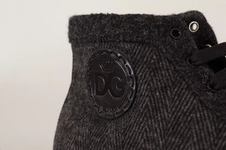Dolce & Gabbana Gray Wool Cotton Casual High Top Sneakers