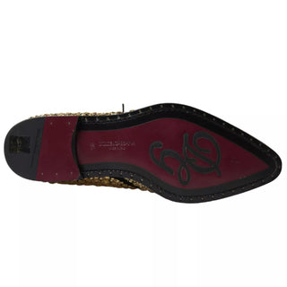Dolce & Gabbana Black Gold Embellished Derby Shoes