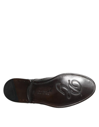 Dolce & Gabbana Black Leather Derby Wingtip Formal Shoes