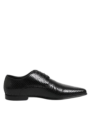 Dolce & Gabbana Black Exotic Leather Lace Up Derby Shoes
