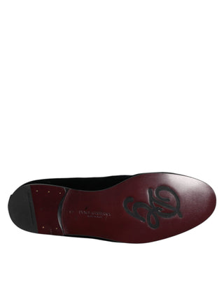 Dolce & Gabbana Black Suede Cross Slip On Loafers Dress Shoes
