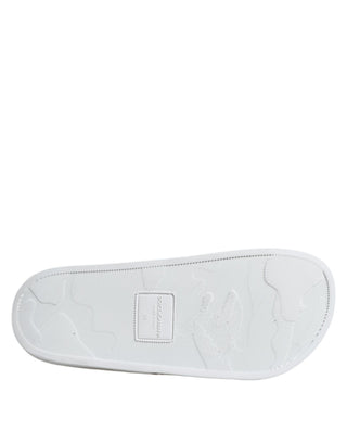Dolce & Gabbana White Leather Slides Sandals Beachwear Shoes