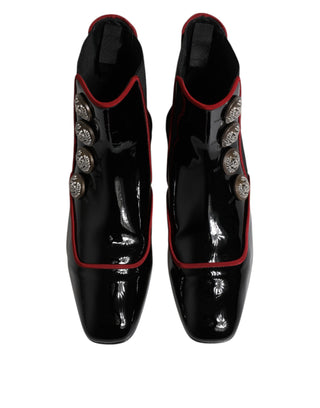 Dolce & Gabbana Black Jackie Buttoned Chelsea Boots Shoes