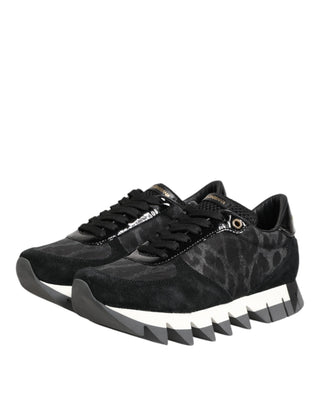 Dolce & Gabbana Black Gray Leopard Low Top Sneakers Shoes
