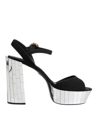 Dolce & Gabbana Black Crystal Ankle Strap Keira Sandal Shoes