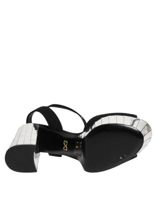 Dolce & Gabbana Black Crystal Ankle Strap Keira Sandal Shoes